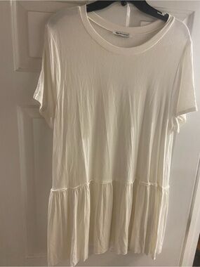 HelloPink 2x Short-Sleeve Peplum Tunic Top